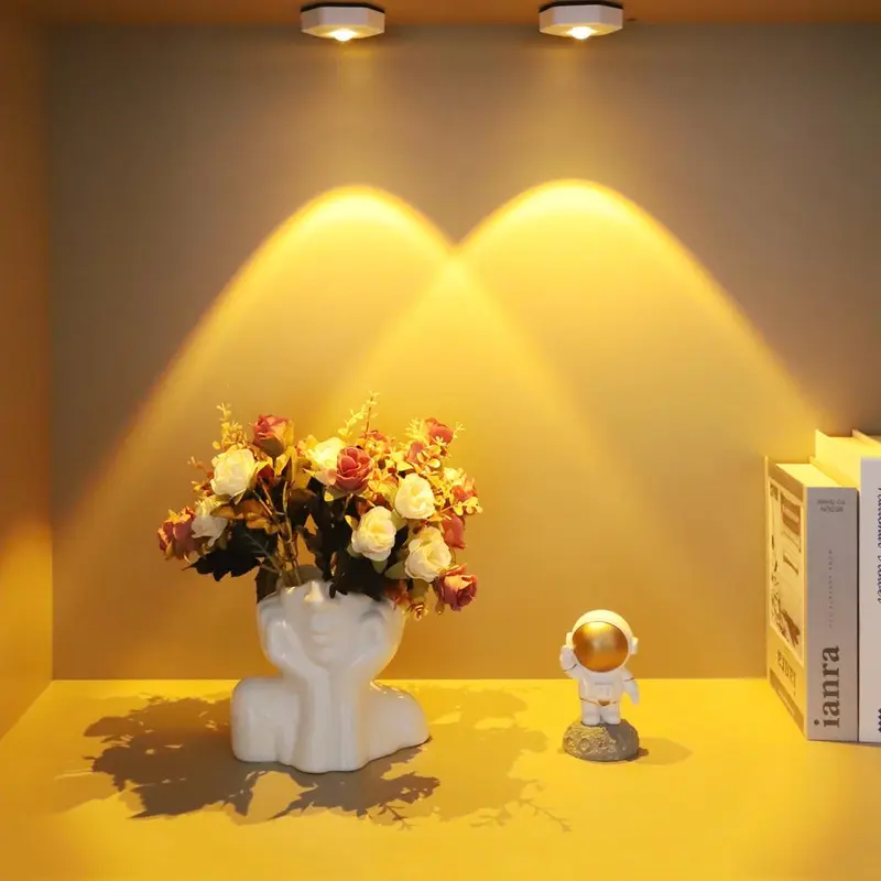 Battery Required LED Touch Control Wall Mounted Light, 1 Count 2-level Brightness LED Touch Cabinet Light, Decorative Light for Kitchen Bedroom Cabinet (without Battery) 2