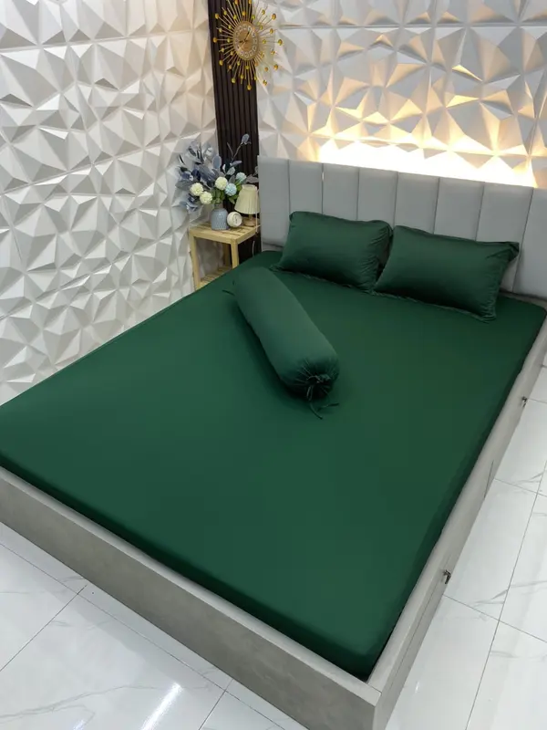 [OHAYO] Bộ ga thun lạnh 4 món 12 màu gồm: 1 ga bo chun, 2 vỏ gối nằm, 1 vỏ gối ôm 5