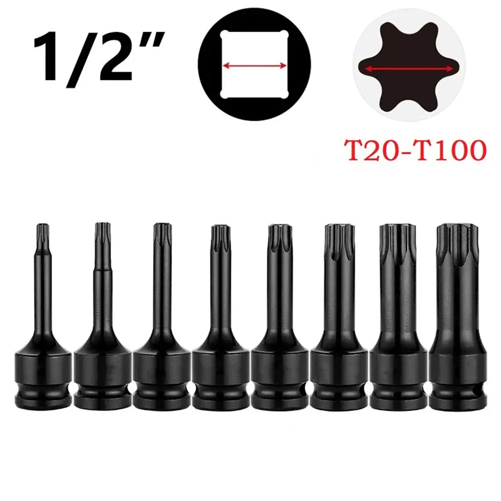 Bit Pemutar Torx Hex, 1PC, 1 / 2 inci, Kepala Penyesuai Soket Pemacu, Tersedia dalam T20 T40 T30 T100, [LYTK]