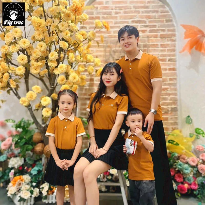 Sét  Gia Đình Fig Tree(Sét giá 1 áo)- Áo Thun Polo Nam Và Nữ Form Basic , Màu Cam Đất , Chất Thun Cotton Cá Sấu Lên Dáng Siêu Sang. 0