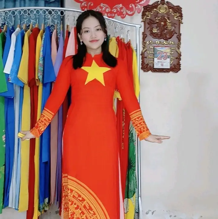 Áo dài lụa nhật in 6D sắc nét đang hót trên thị trường Nữ Women Dress Voan Kem Sen Voi đầm body váy tiệc