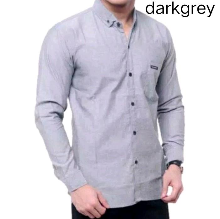 KEMEJA POLOS COUPLE AYAH DAN ANAK WARNA SOFTGREY/ABU MUDA 1