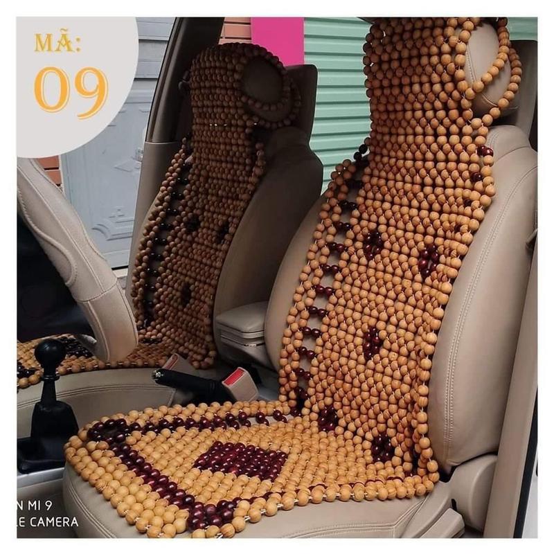 Lót ghế hạt gỗ đan hoa sử dụng sợi dây dù chắc chắn, cho mọi dòng xe ô tô con, xe khách, xe tải
