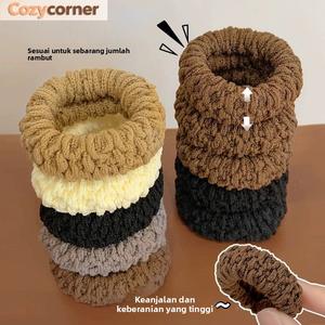 Ikatan Rambut, Tebal & Meregangkan, Rekaan Bertekstur Popcorn Lancar, Scrunchies, Sesuai untuk Ekor Kuda