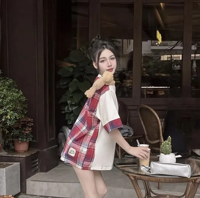 [Lucy Store HN] A3 Áo gấu kẻ lưng dễ thương 3 màu chất cotton mềm mát Nữ Women Kem Thun Top