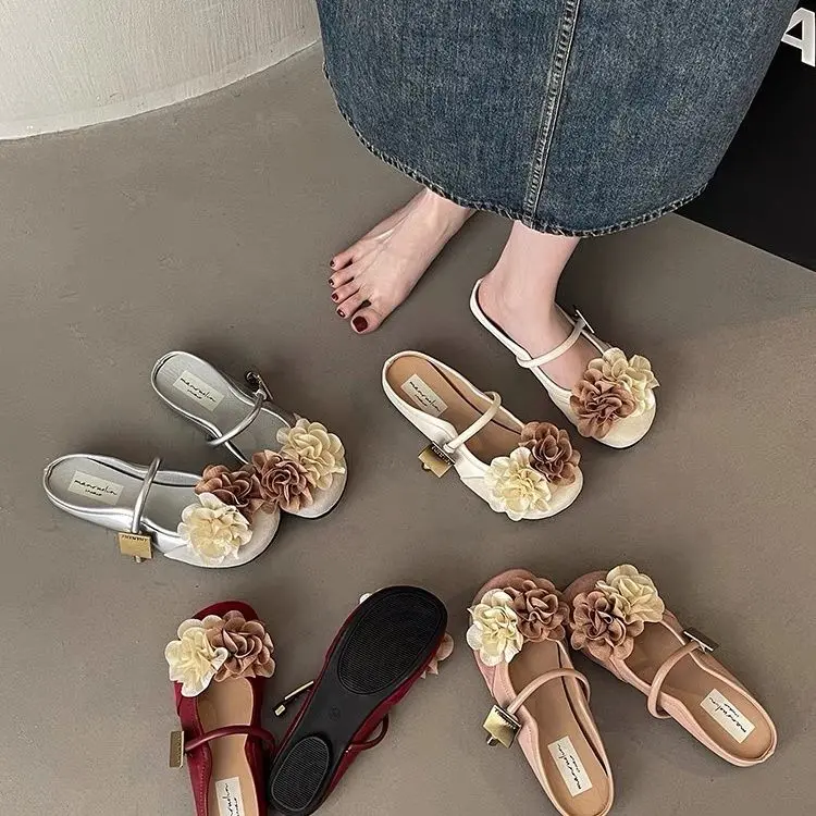 Giày Mary Jane, Phong Cách Trung Quốc Nhẹ Nhàng, Phong Cách Pháp Thanh Lịch, Gót Chunky, Dành Cho Váy Mùa Lò Xo Và Mùa Hè Của Phụ Nữ, Dép Slingback Hoa, 41, Năm 2024