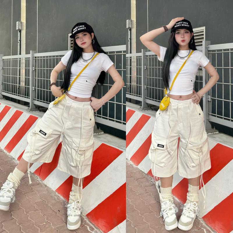 Quần short Kaki POCKET Túi hộp Tag JJAYS Form Lửng Unisex Nam nữ Brand Jaystoree Quần ngố lửng ống rộng