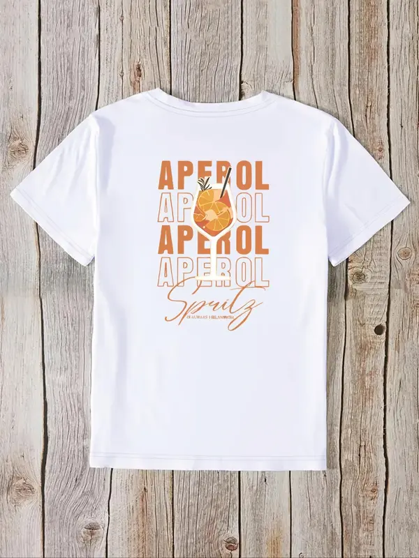 Women's Letter Print Round Neck Tee, Casual Short Sleeve Crew Neck T-Shirt for Daily Wear, Ladies Clothes for All Seasons 1