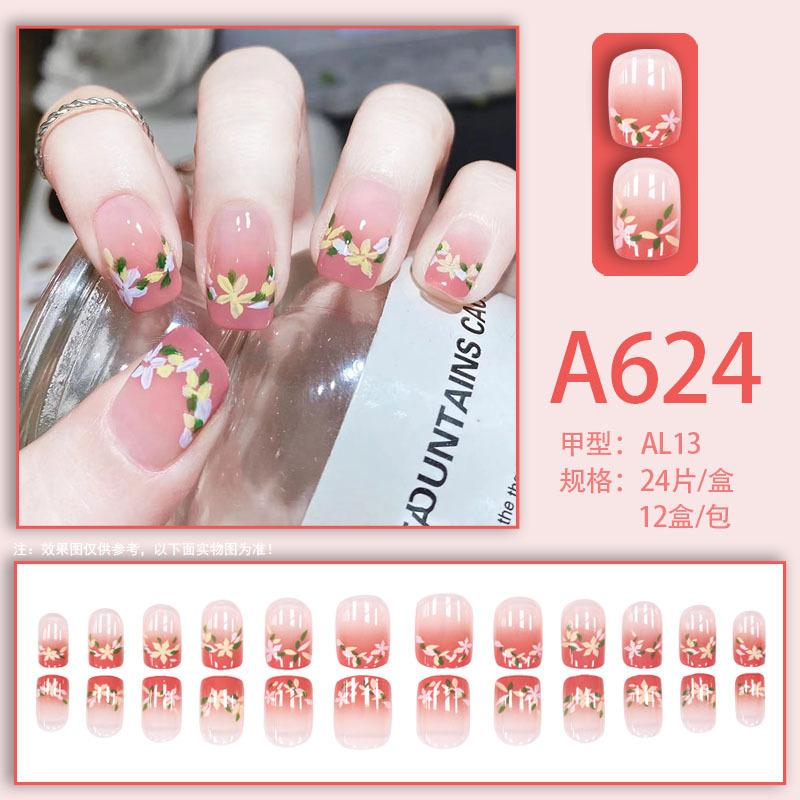 Product Introduction of Summer Autumn Gentle Simple Pure Desire Style Wearable Nail Tips Printed Solid Color French Style Detachable Fake Nails 24