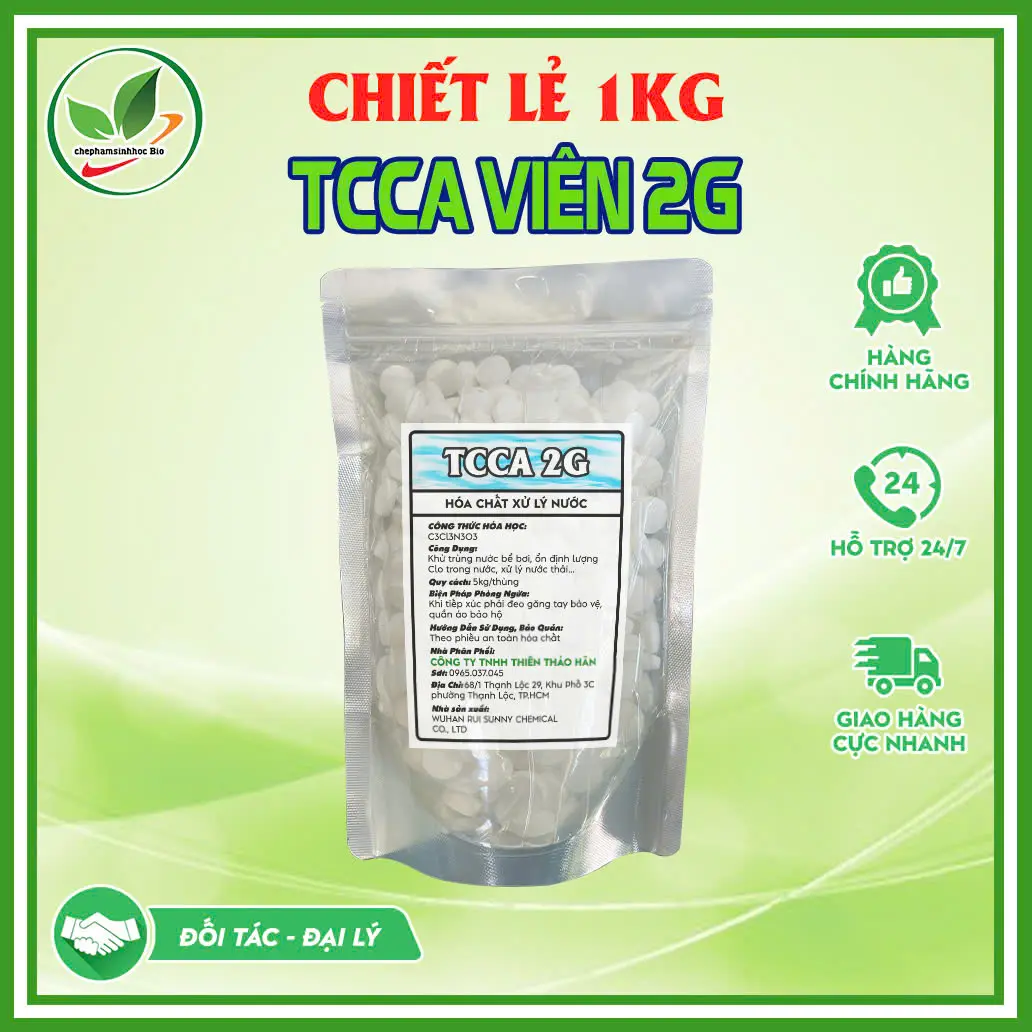 Clo sủi  TCCA viên sủi 2g. Xử lý nước, xử lý đáy. chiết lẻ 1kg