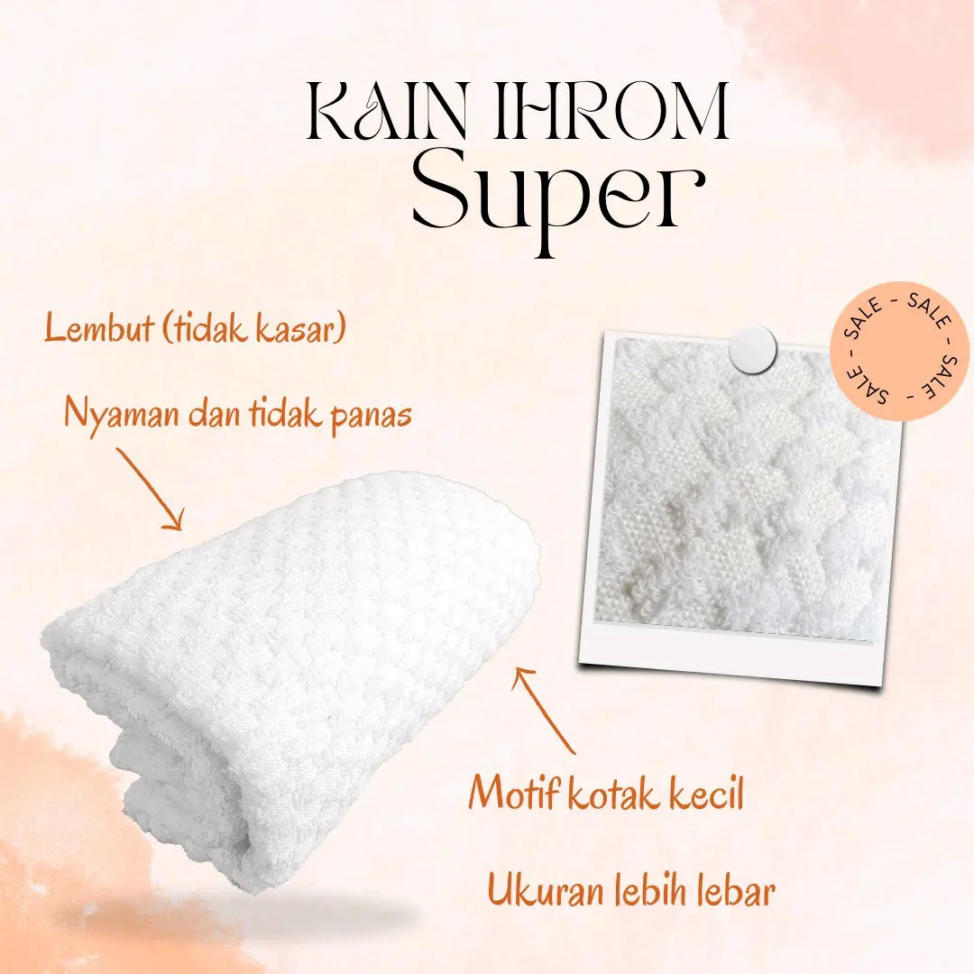 Kain Ihram Pria Dewasa Halus Lembut Kain Ihrom Motif Kotak Kecil Rapih / Perlengkapan Haji Umroh Katun