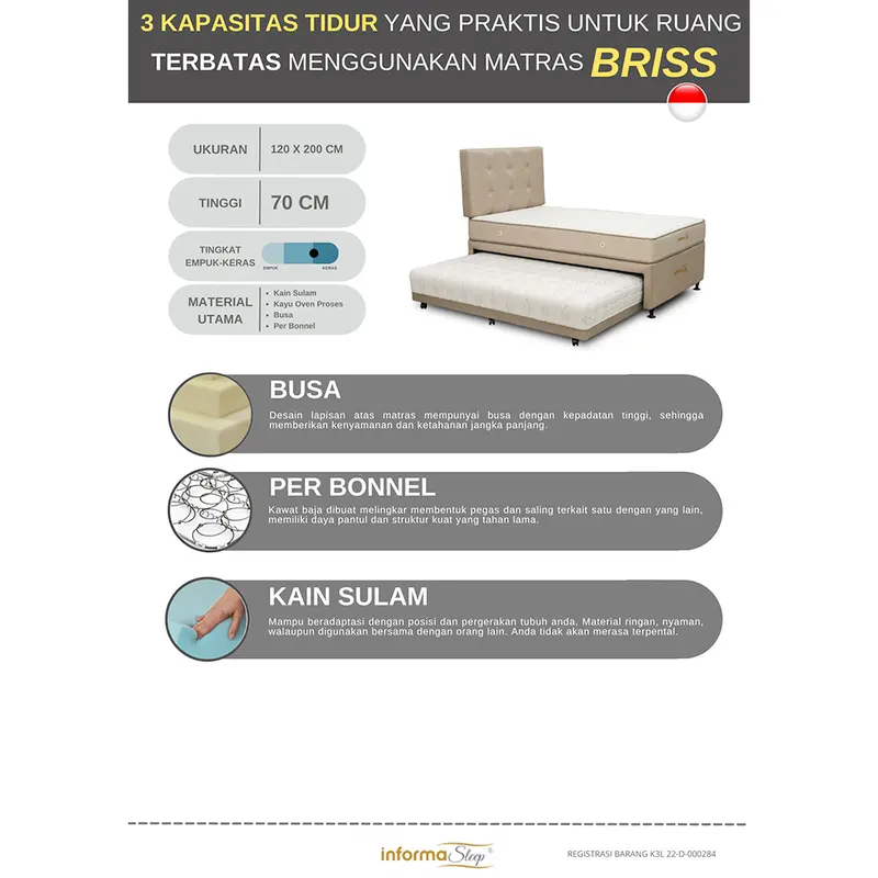 Informa Sleep 120x200x63 Cm Briss Tempat Tidur 3 In 1 - Cokelat 6