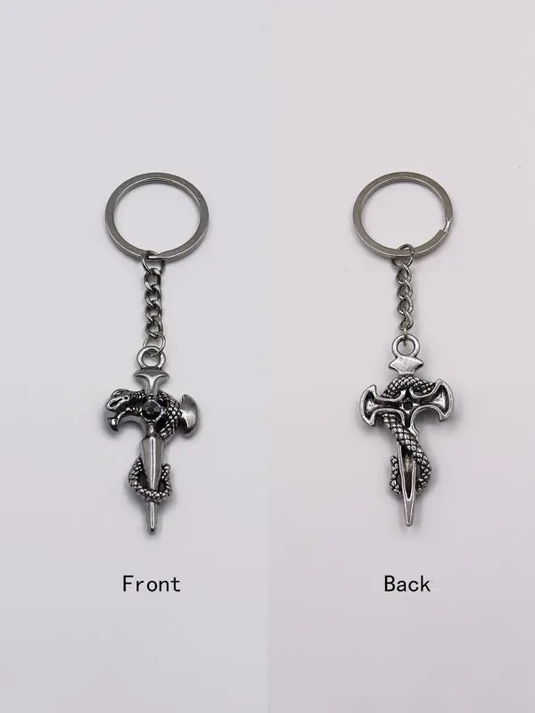 Vintage Snake & Sword Design Keychain, Rhinestone Decor Keychain for Car Keys for Women & Men, Fashion Accessories for Daily Use 5