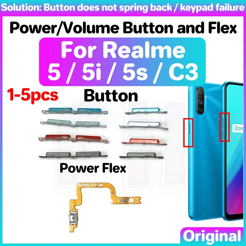 Power Volume button flex For Realme 5 5i 5s C3 Switch Power ON OFF Key Mute Volume control Button Ribbon Flex Cable