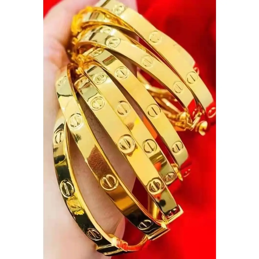 6MM GOLD OPEN BRACELET BANGLE FREE COP