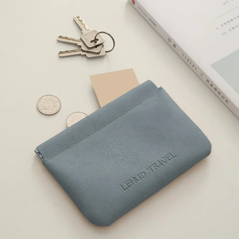 Portable Letter Print Leather Wallet, 1 Count Minimalist Coin Purse, Multi-functional Key Storage Bag, Gift For Friends 5