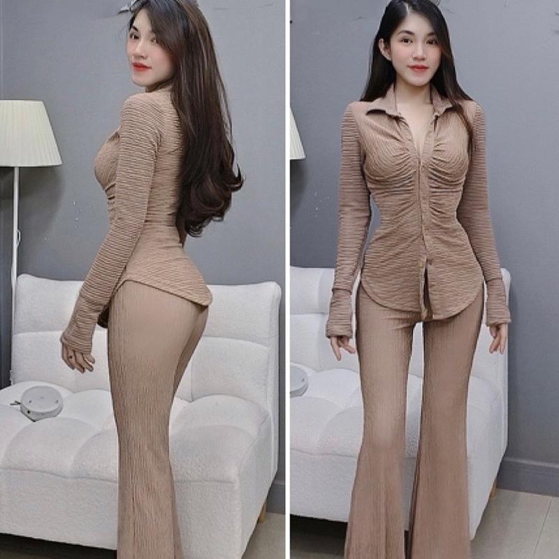 D20 - Set Bộ Áo Sơ Mi Quần Ống Loe Dễ Mang Mai Bùi Store Top 6