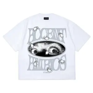 Boxy Oversized Tshirt Eyes On YouWhite Unisex-Cotton Combed 20s