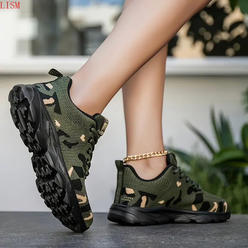 Brand LISM [Camouflage Sneakers] Camouflage Women's Fashion Sneakers |   Low-Top Lace-Up Casual Sports Shoes with MD Sole, Fabric Upper & Insole, All-Season Comfort for Casual Attire, Outdoor Activities, Durable Constructi 1