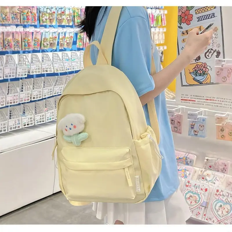Ba Lô, INS, Cặp Sách Học Sinh, Chất Liệu Nylon, Thiết Kế Dễ Thương, Dung Tích Lớn, Thoải Mái Nam Nhung Backpack Đeo Vai balo  woni cặp  chống  gù  lưng  nhật  bản balo  đỏ