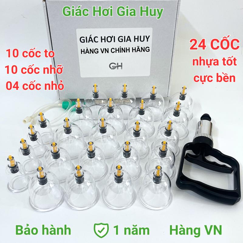 Bộ Giác Hơi 24 Cốc Hàng Xịn - Giác Hơi Gia Huy Hàng Chính Hãng - 10 Cốc Lớn + 10 Cốc Nhỡ + 04 Cốc Nhỏ - Nhựa