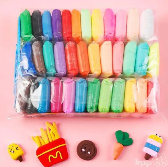 Combo 5 Bịch (Tổng 60 Gói Màu) Đất Sét Tự Khô An Toàn Nặn Hình Cao Cấp Siêu Nhẹ Dành Cho Bé Làm Butter Slime Trang Trí Gương