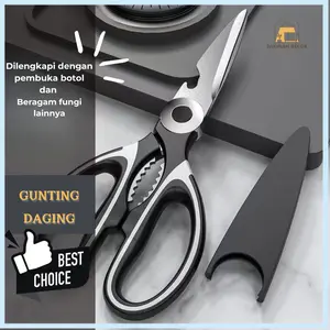 Gunting Rumah Tangga Stainless Steel Anti Karat Gunting Tulang Ayam Pembersih Sisik Ikan Multifungsi