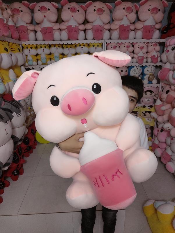 Gấu Bông Heo Ôm Bình Sữa Cao Cấp - Thú Nhồi Bông - Thú Bông