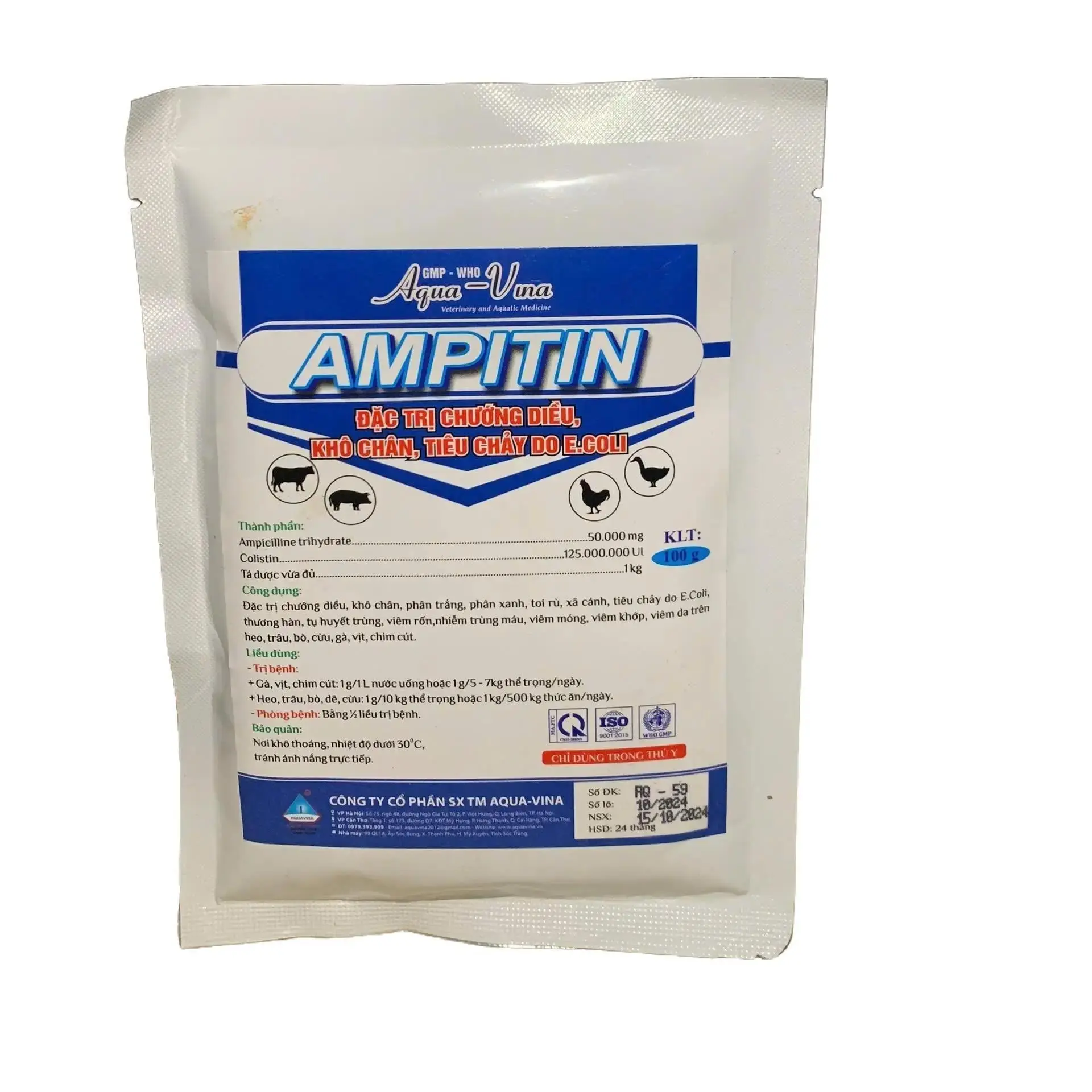 Thuốc AMPITIN đặc trị phổ rộng trên gia súc và gia cầm ( đường tiêu hóa hoặc viêm nhiễm )