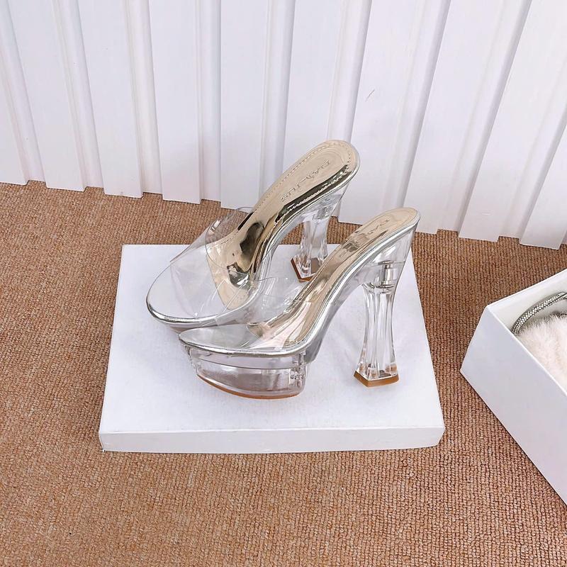 Dép cao gót DARIUS - D262 [Hàng fullbox] gót meca cao 13cm , quai trong suốt , mềm , êm chân