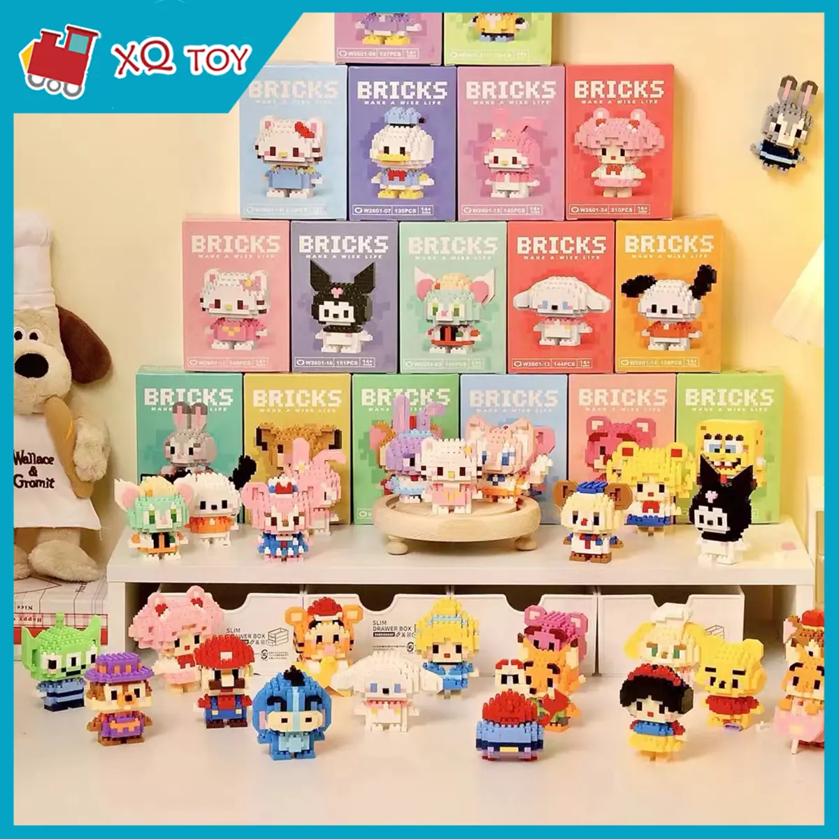 Mini Building Block Cartoon Character Assembled Particles Toys For Kid Birthday Building Blocks Toys Educational Toys For Gift Ins Style 3D Cute Boys Girls
