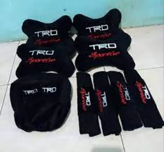 Bantal Headrest Mobil 3in1 Motif Tulisan Bordir TRD Sportivo Racing 3 in 1 Head Rest Car Seat Pillow Leher Warna Hitam Terlaris / Bantal Sandaran Kepala 2in1 TRD Anti Capek 0