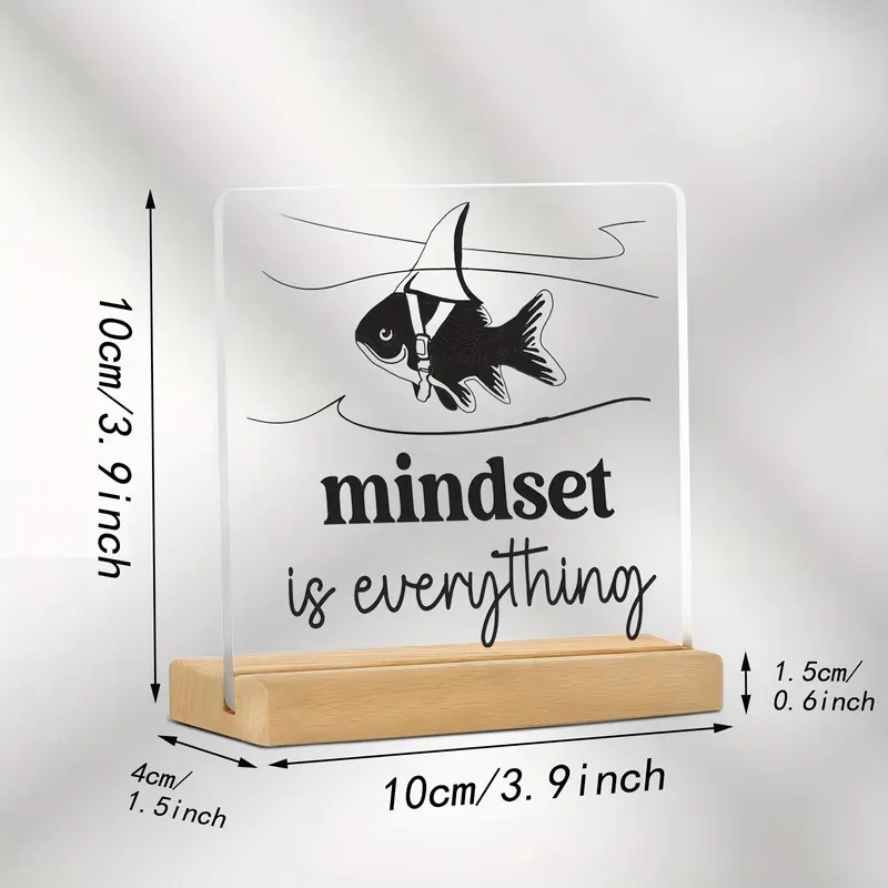 Fish Pattern Acrylic Desktop Plaque, Modern Irregular Shape Inspirational Decor, Desktop Ornament for Home Office School Dormitory, Signs 1