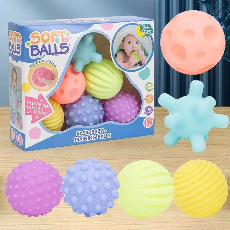 Random Color Soft Massage Ball, 6 Counts/set Baby Teether Ball, Baby Teething Relief Toy, Baby Sensory Toy, Baby Soothing Toy, Baby Tactile Training Toy, Stocking Fillers