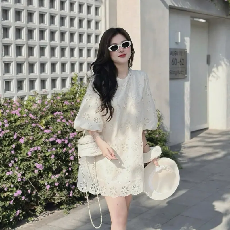 Đầm xoè voan hoa TRIPBLE T DRESS trong có lót đi biển dạo phố - Free size
