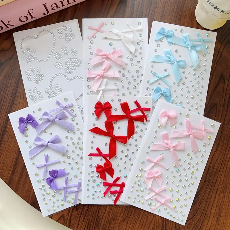 Miếng Dán Trang Điểm Mặt Acrylic, Sáng Bóng, Đa Năng, Đồ Trang Trí Nơ Ruy Băng Đầy Màu Sắc, Thích Hợp Cho Bữa Tiệc Tự Làm, Trang Điểm Cơ Thể Tạm Thời 8