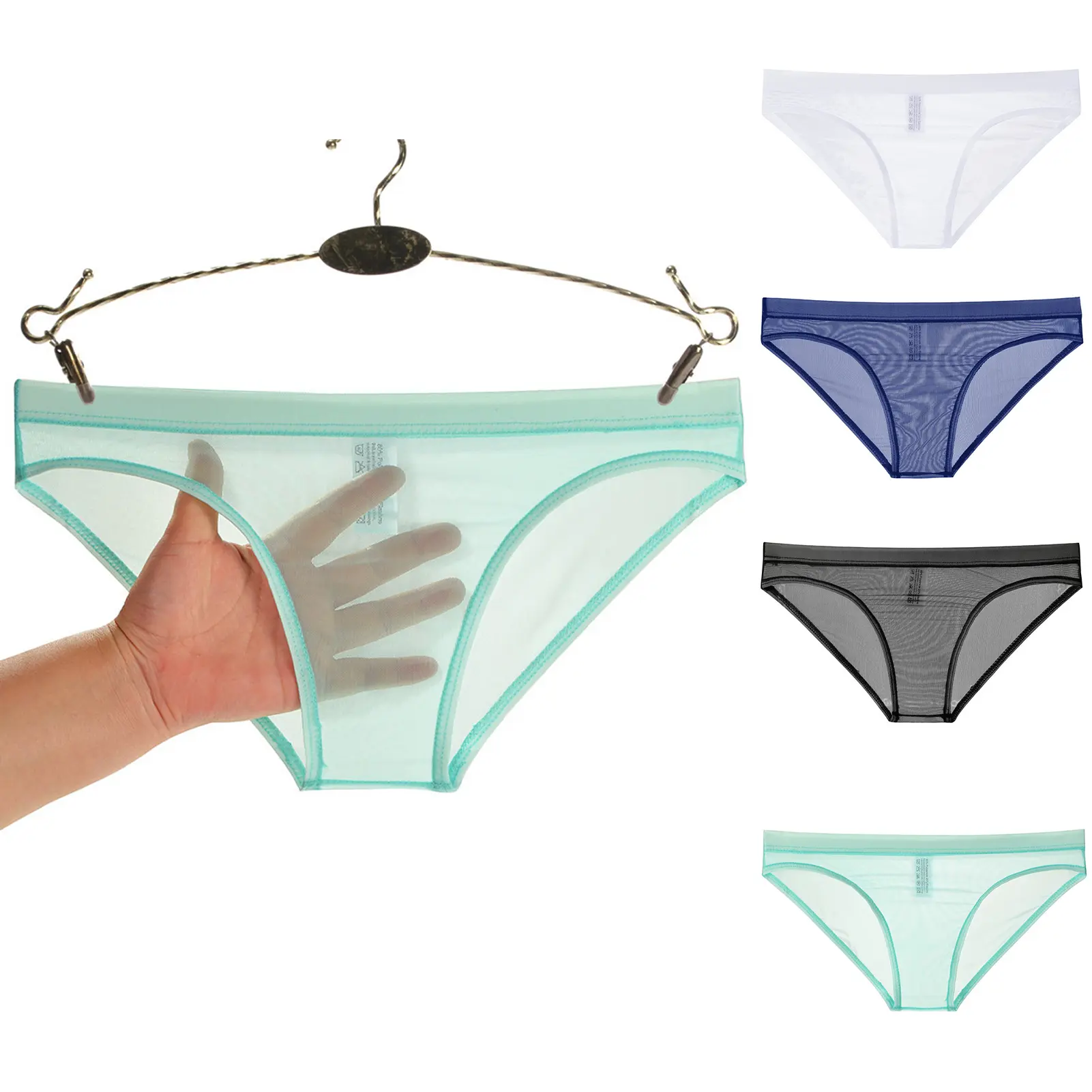 Men Underpants Breathable Mesh See Through No Bulge Pouch Low Waist Close-fitting Thin Summer Cool Triangle Pants Men Clothing