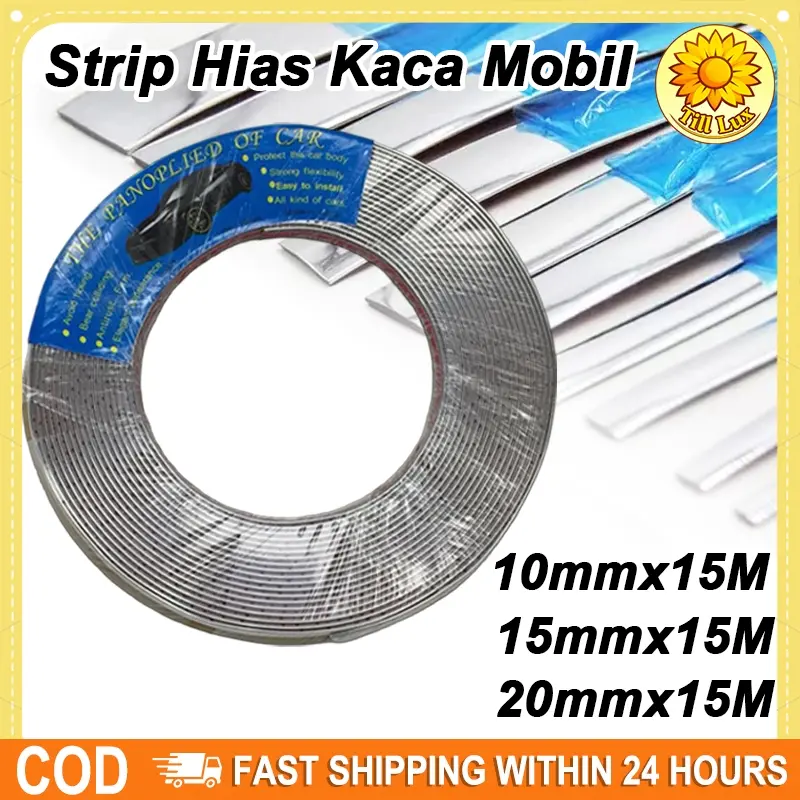 15m Lis Krom Mobil 10/12/15mmUniversal - Tempel Mudah Lis Chrome Bumper Body Moulding