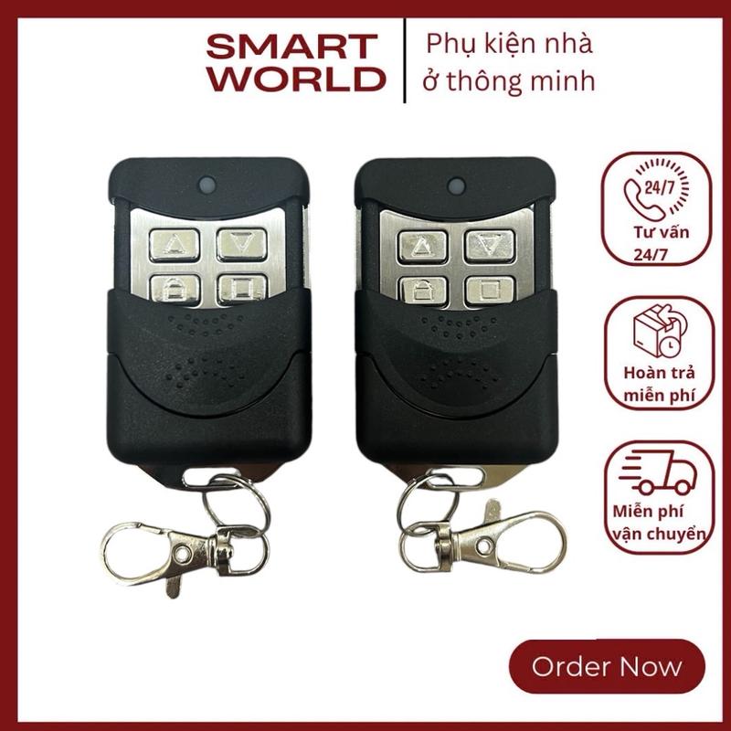 Combo 2 điều khiển cửa cuốn mã gạt 8 số inox kèm pin