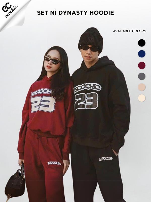 Set Bộ Dài ECOCHIC NUMBER 23 Nam Nữ Unisex Set Áo Có Mũ Quần Dài Bo Gấu Cao Cấp Chính Hãng Preminum Cotton B123