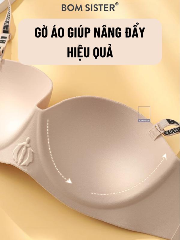 BOM Sister x Ngọc Trinh - Áo lót nữ không gọng cúp ngang, bra chất su cao cấp, mút nâng 1.9cm, thiết kế Women Summer 2024, A816 8