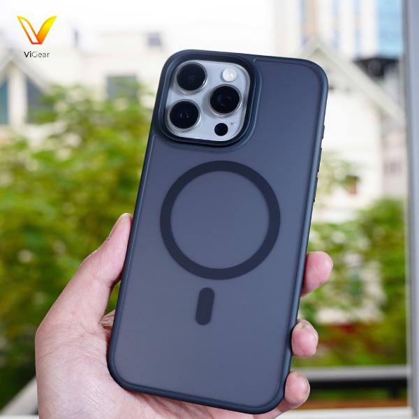 [Vigear] Ốp Magsafe chống shock chính hãng Vigear màu đen - Ốp Đẹp hít nam châm, viền chống sốc, chống xước, chống ố sạc không dây dành cho điện thoại iPhone phone case Titan