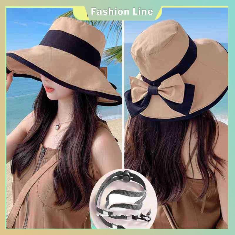 Mũ Mùa Hè, Phong Cách Hàn Quốc, Thắt Nơ, Mũ Vành Lớn, Dành Cho Nữ, Chống Nắng, Che Nắng, Mũ Bucket, Thích Hợp Cho Bãi Biển Bờ Biển