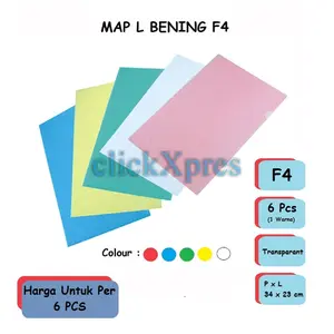 Map L F4 / Map Dokumen / Map Bening Clear Sleeve / Clear Folder F4 Folio H313 Hombo (6Pcs)