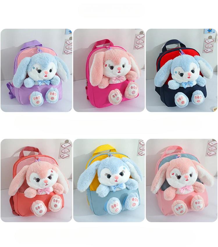 Product Introduction of Plush 3D Rabbit Backpack for Boys Girls Kids Children SchoolBag Cute Bow Tie Cartoon School Bags Kindergarten Preschool Baby Bag 3