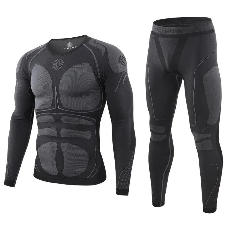Men Sport Thermal Underwear Suits Outdoor Cycling Compression Sportswear Quick Dry Breathable Clothes Fitness Running Tracksuits 6