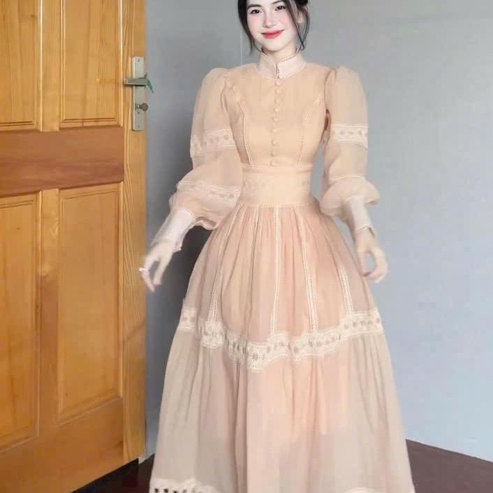 Mèo Mỡ Bigsize — Đầm midi dáng dài tay phồng voan ren chiếc eo thanh lịch bigsize 60-95kg 2 màu 7