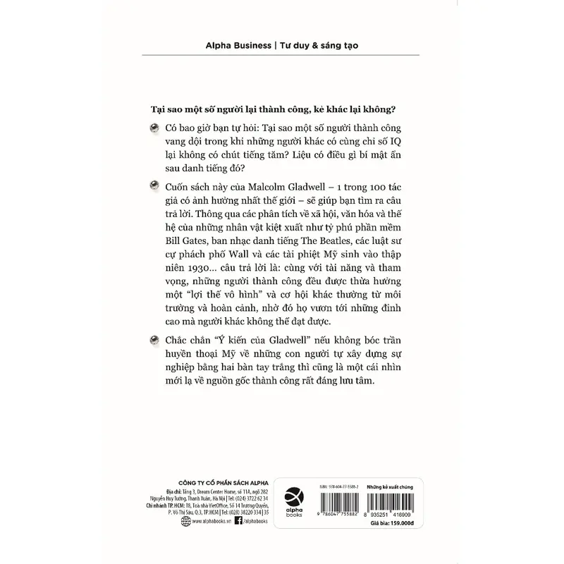 Sách - Những Kẻ Xuất Chúng - Outliers - Malcolm Gladwell  - Alpha Books - LIVE 6