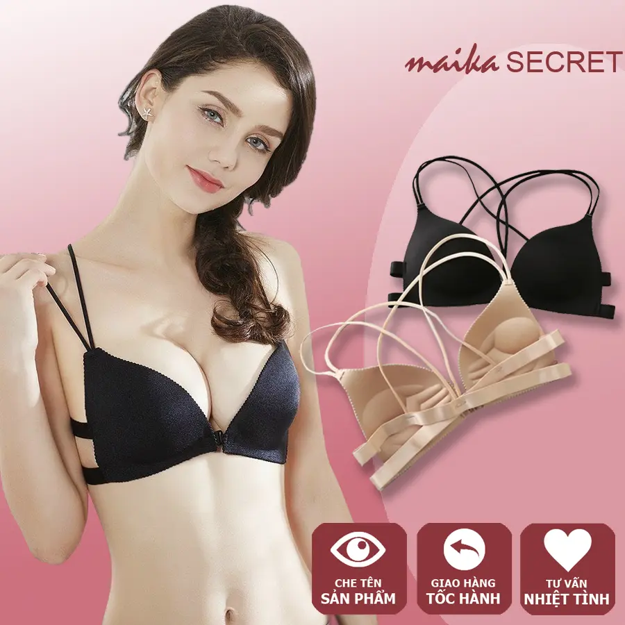 Áo cài trước ôm ngực bàn tay dây chéo gợi cảm - Bra mỏng, nhẹ siêu mát - BRA810