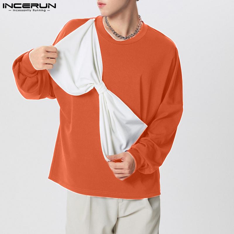 INCERUN เสื้อยืดสำหรับผู้ชาย สีตัดกัน ดีไซน์กุทัณฑ์ เสื้อยืด - TikTok ...